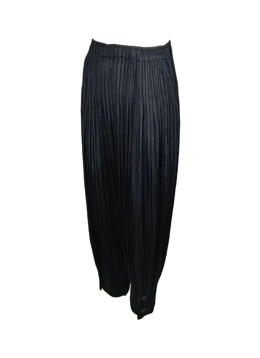 8220028 Bottom Button Pleats Pants *Black