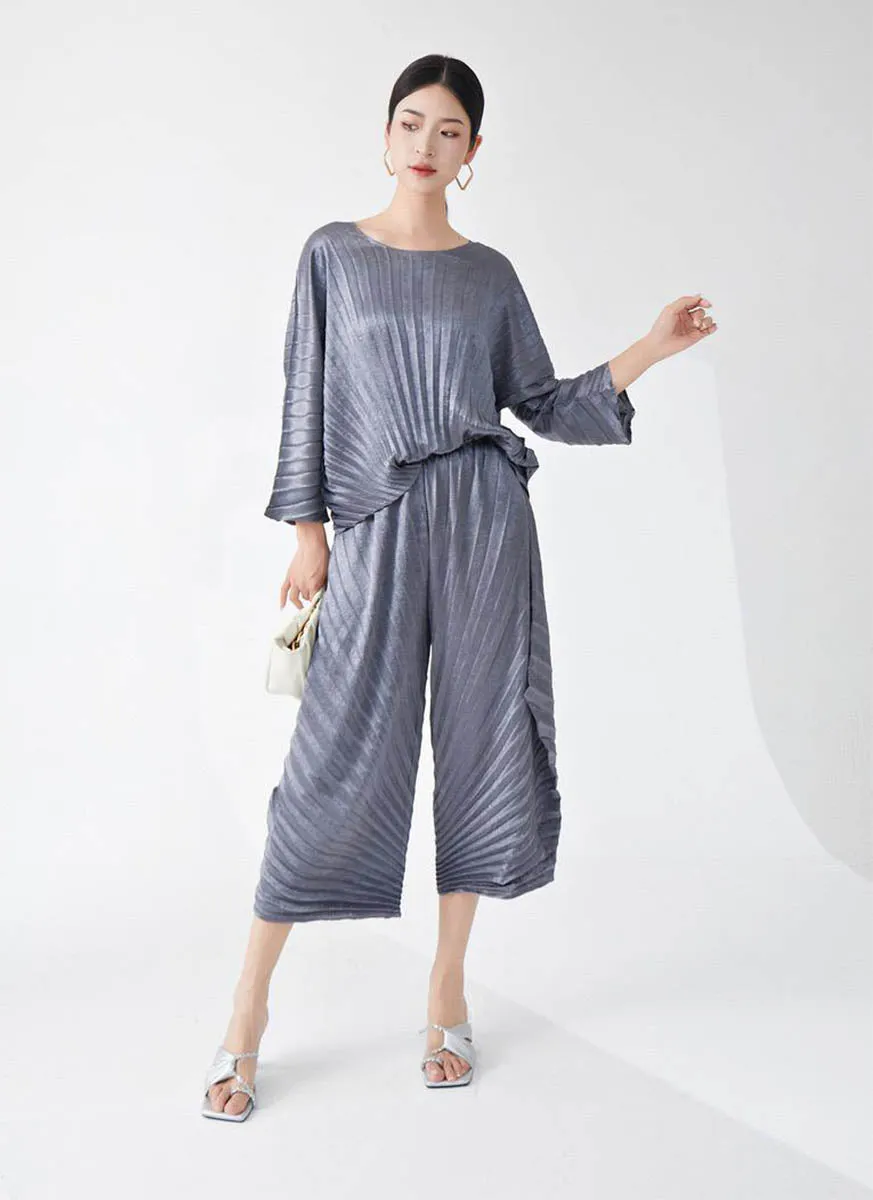 9240003 Irregular Pleated Pants *Grey