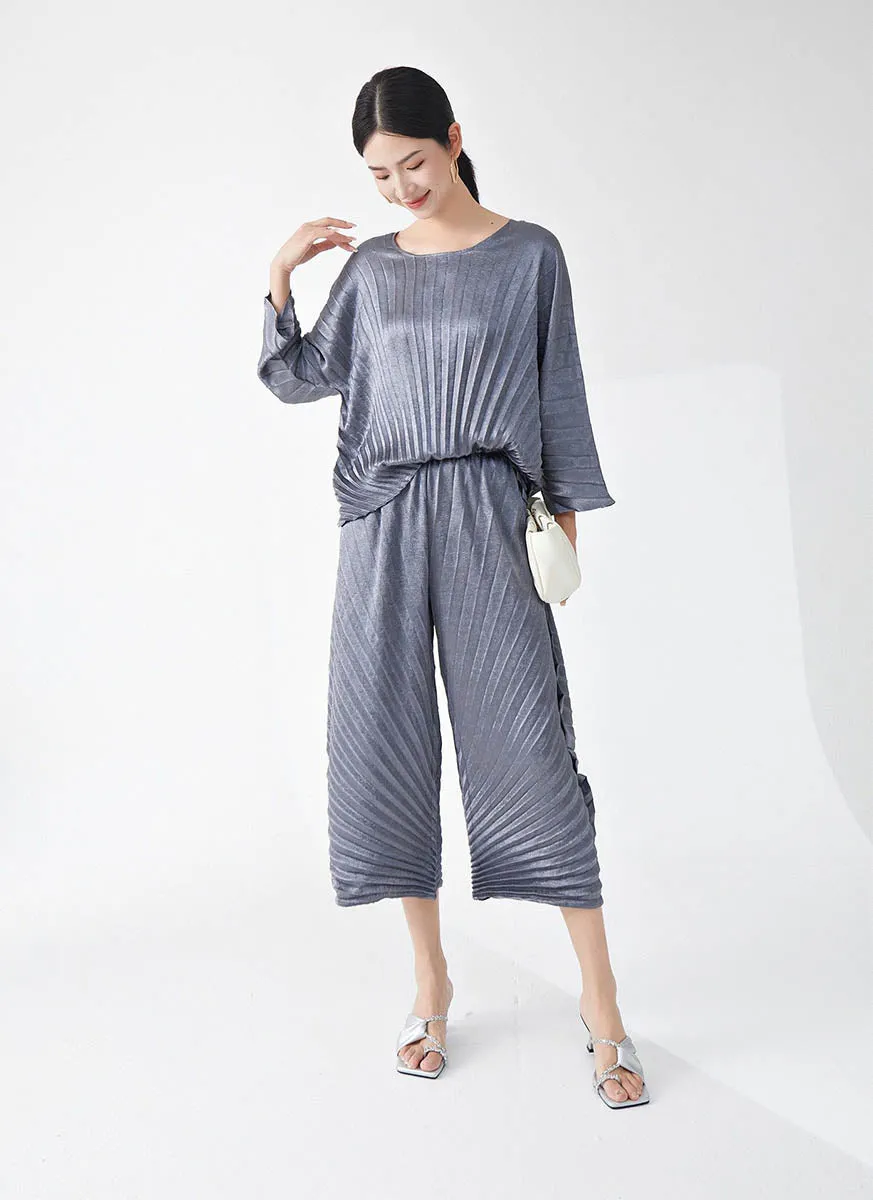 9240003 Irregular Pleated Pants *Grey