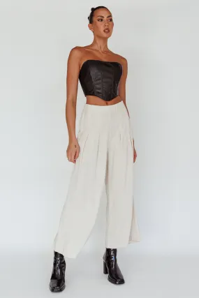 Backstage Pleated Wide Leg Pants Oat