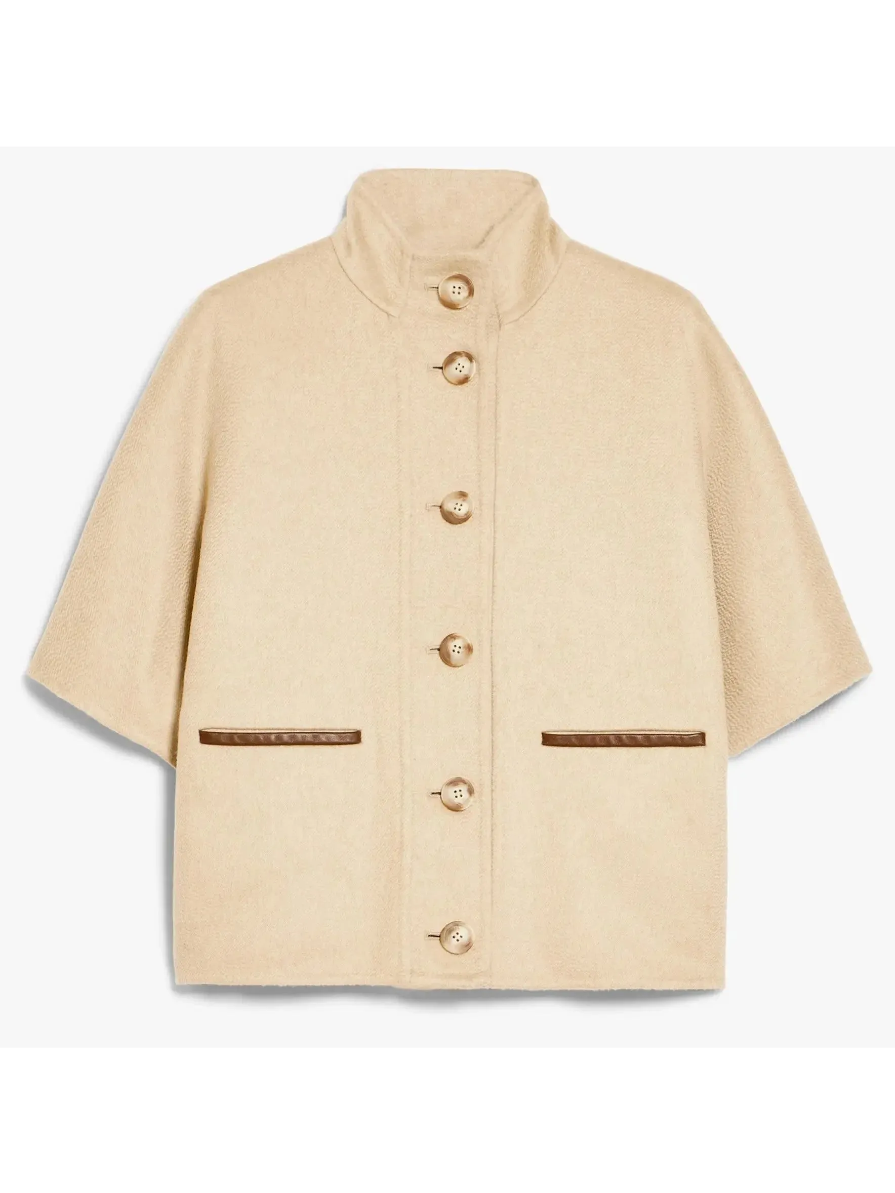 Beige Short Cashmere Cape Jacket