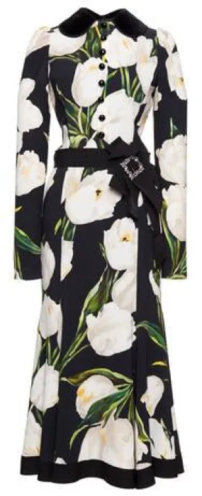 Belted Tulip Print Dress