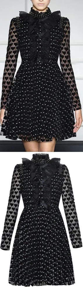 Black Hearts Ruffled Dress