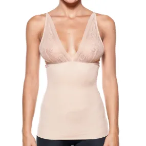 Body Beautiful Women's Smooth and Silky Slimming Top With Sexy Lace Nude