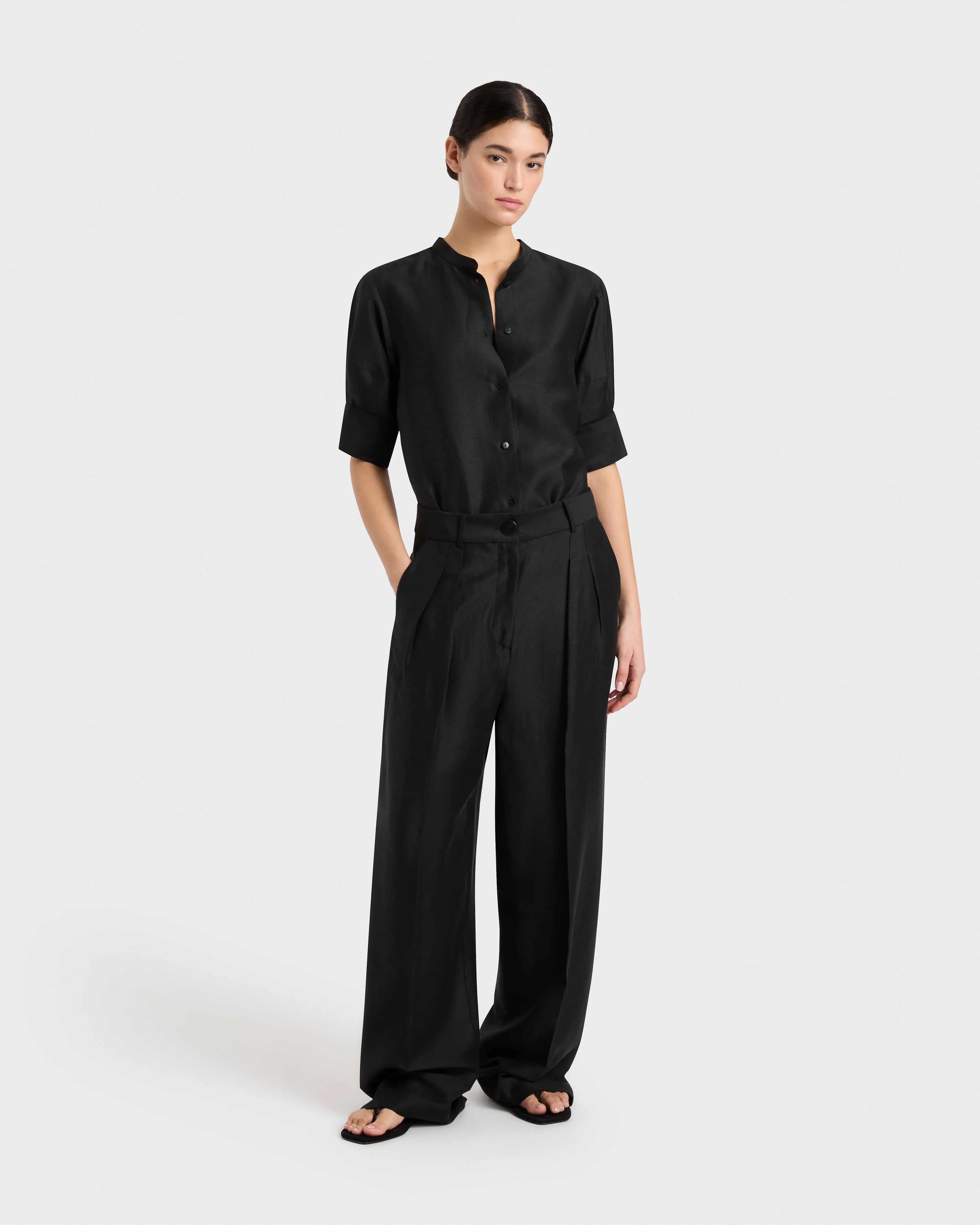 Bormio Pleat Trouser - Black