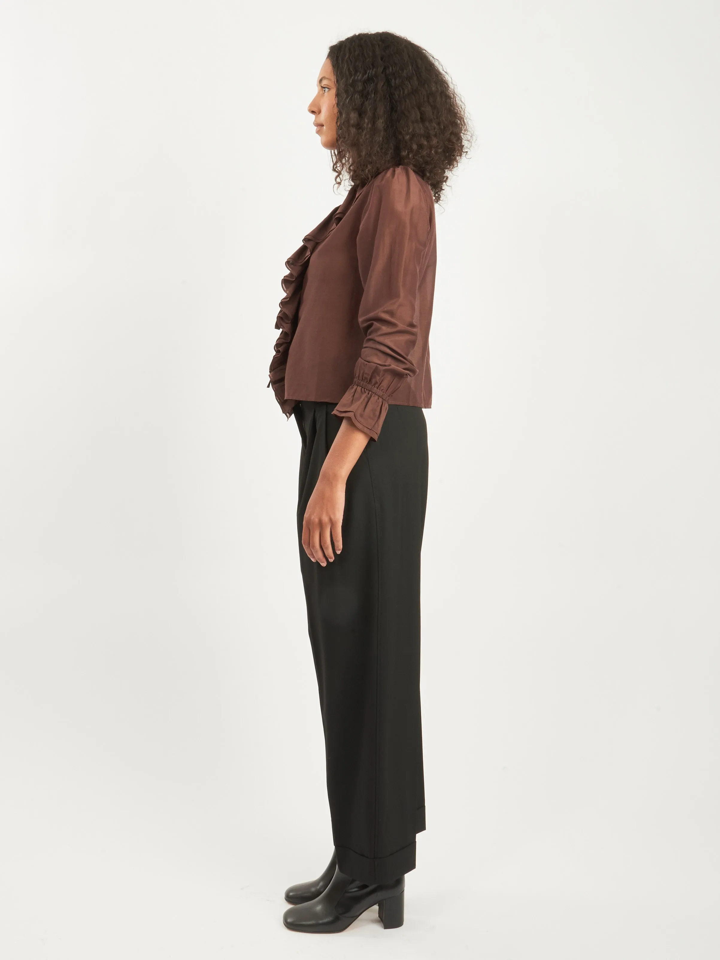 Brown Heartwood Flounce Blouse