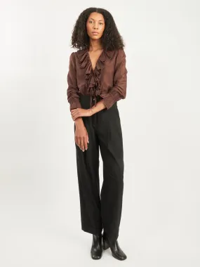 Brown Heartwood Flounce Blouse