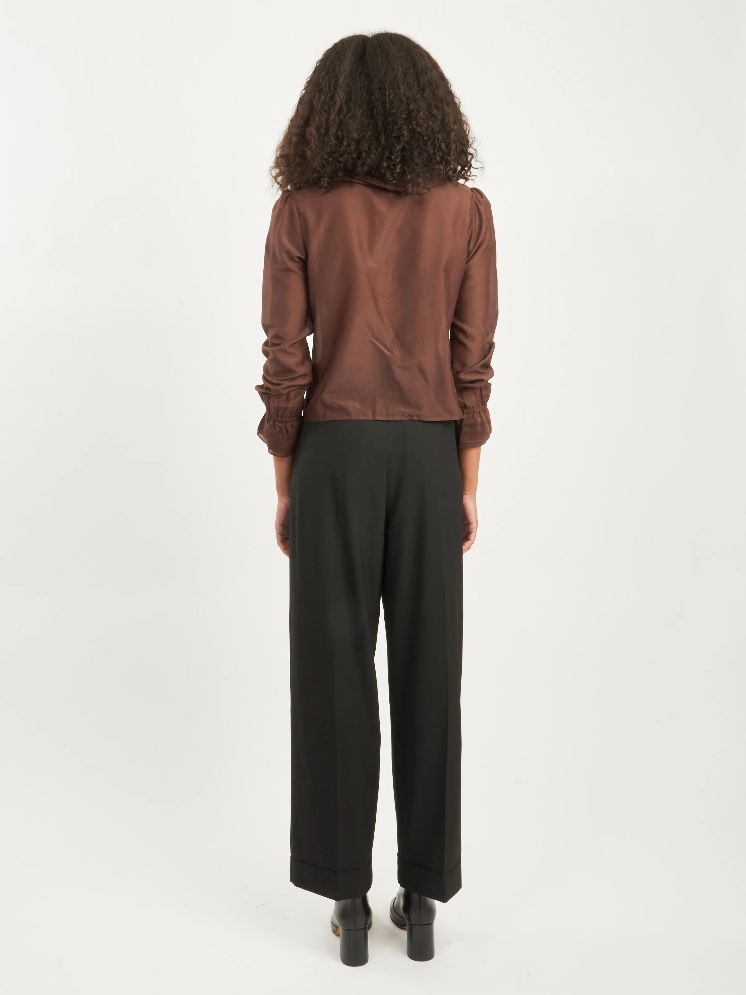 Brown Heartwood Flounce Blouse