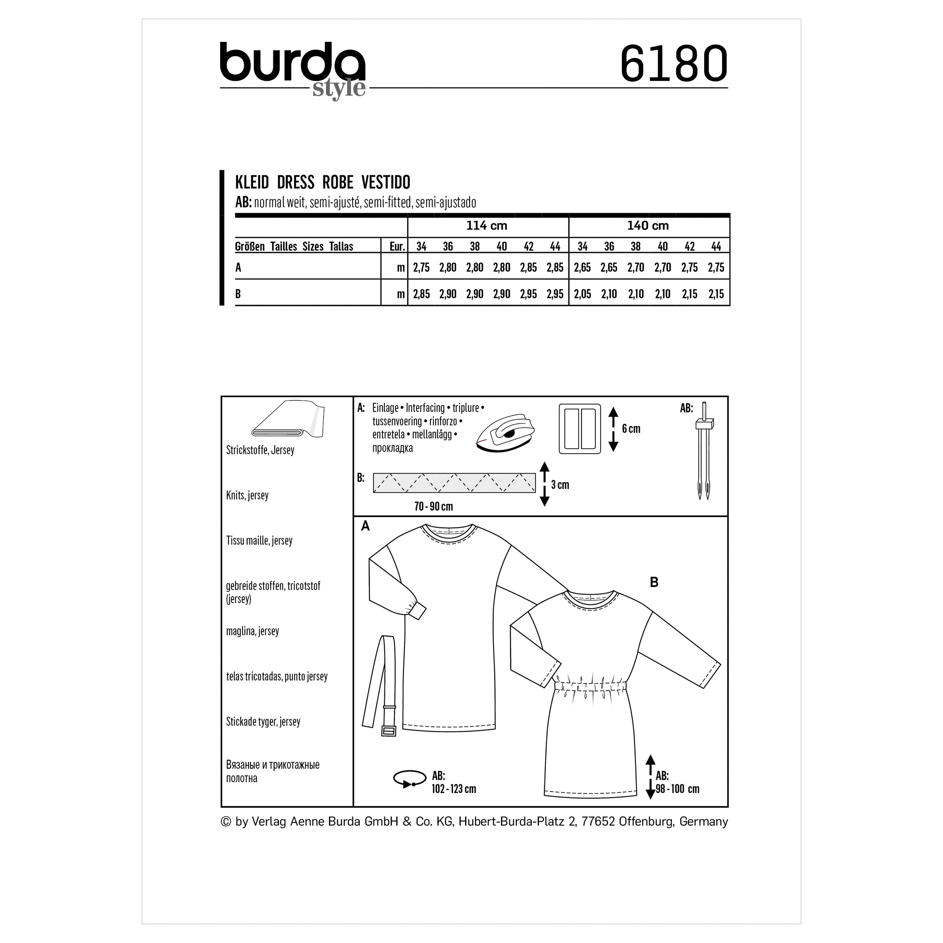 Burda 6180 Shirtdress Pattern