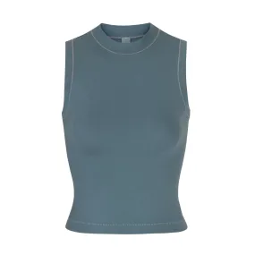 COTTON JERSEY MOCK NECK TANK | KYANITE