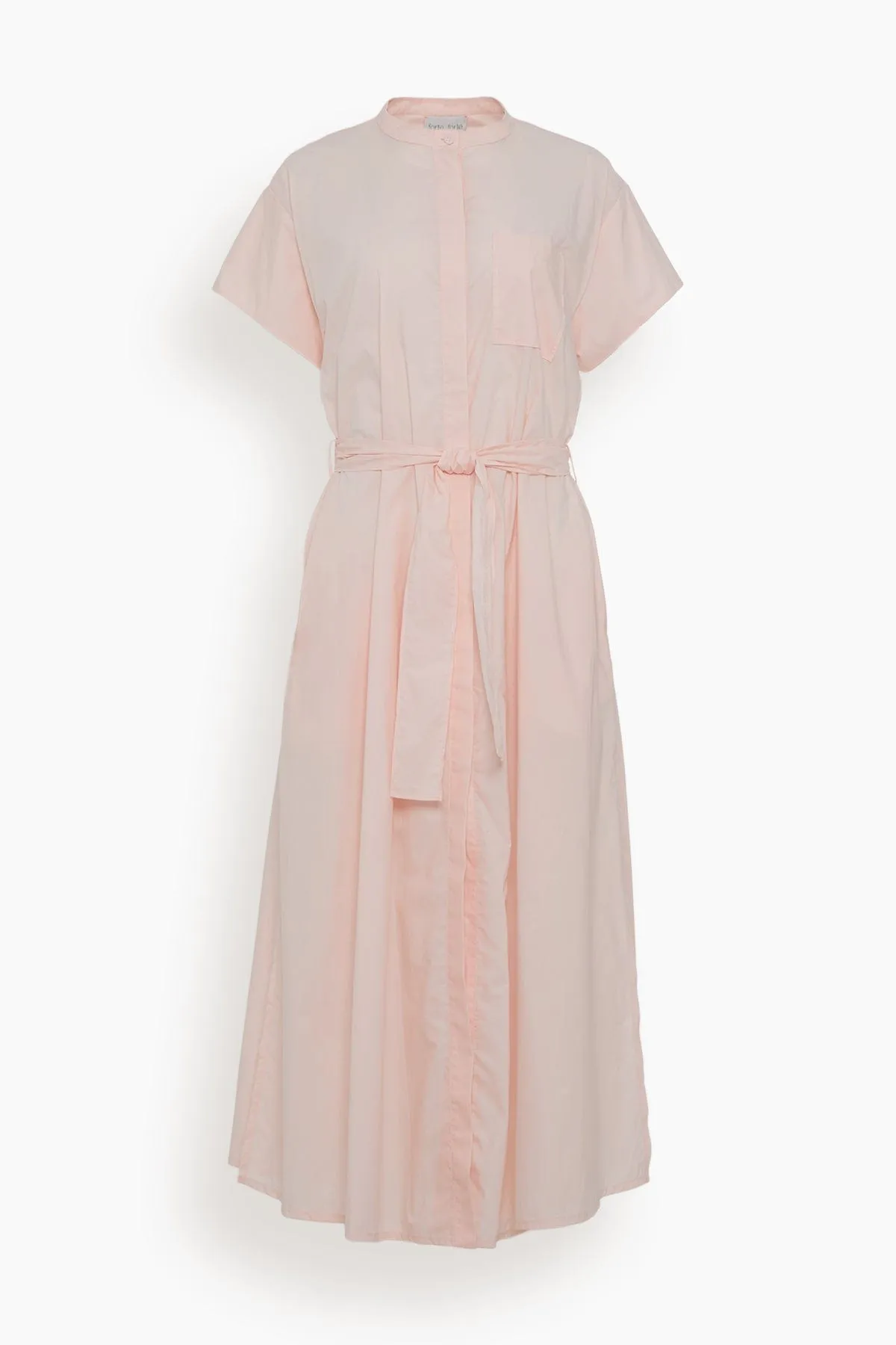 Cotton Poplin Belted Dress in Light Rose