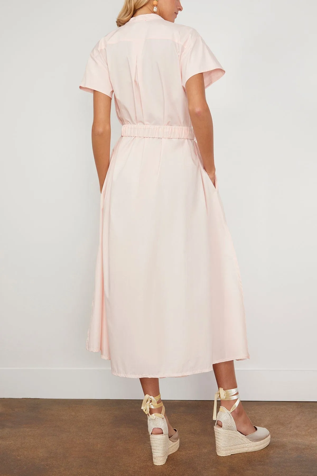 Cotton Poplin Belted Dress in Light Rose