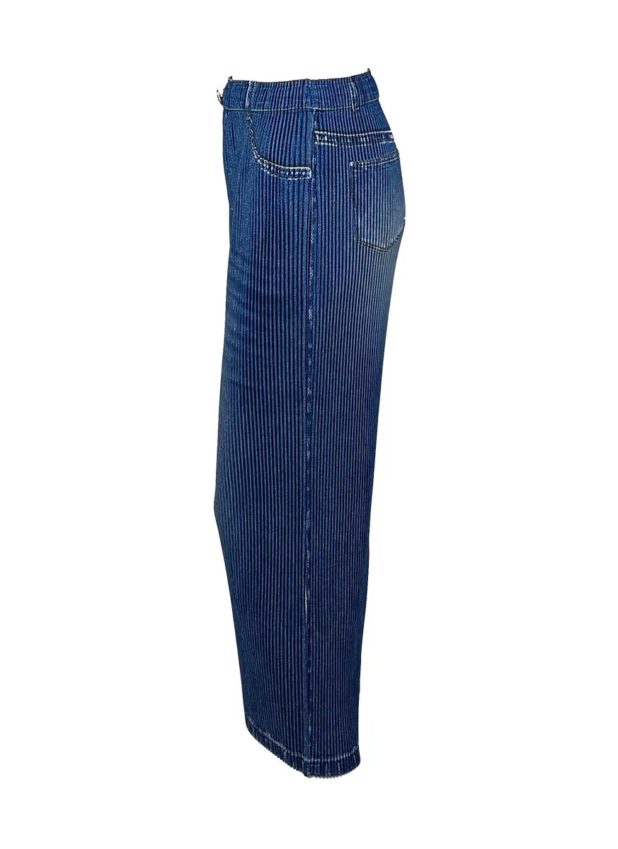 D240049 Pleated Straight Pants *Blue