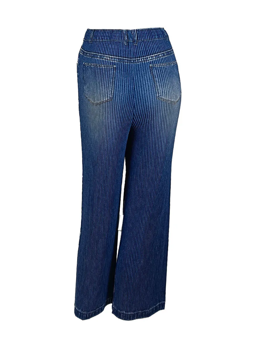 D240049 Pleated Straight Pants *Blue