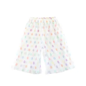 Dot Chiffon Pleat Pants - White