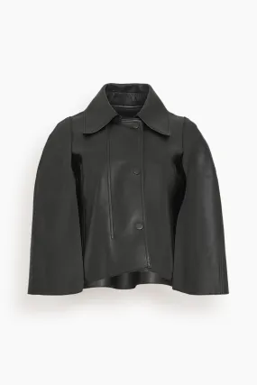 Double Leather Cape in Black