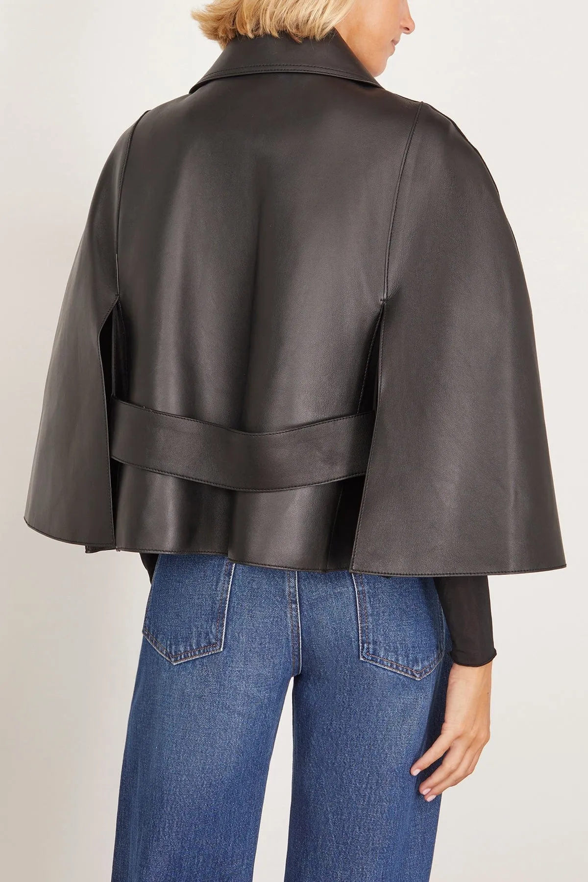 Double Leather Cape in Black