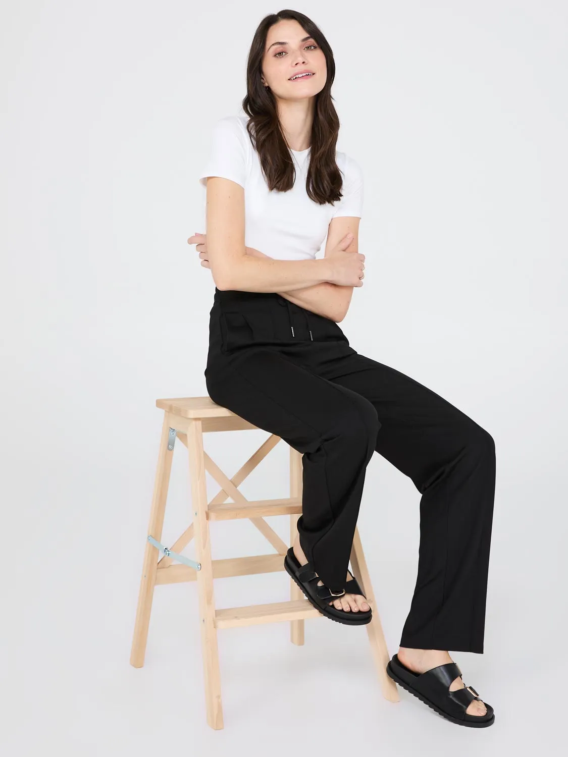 Front Pintuck Wide-Leg Pants