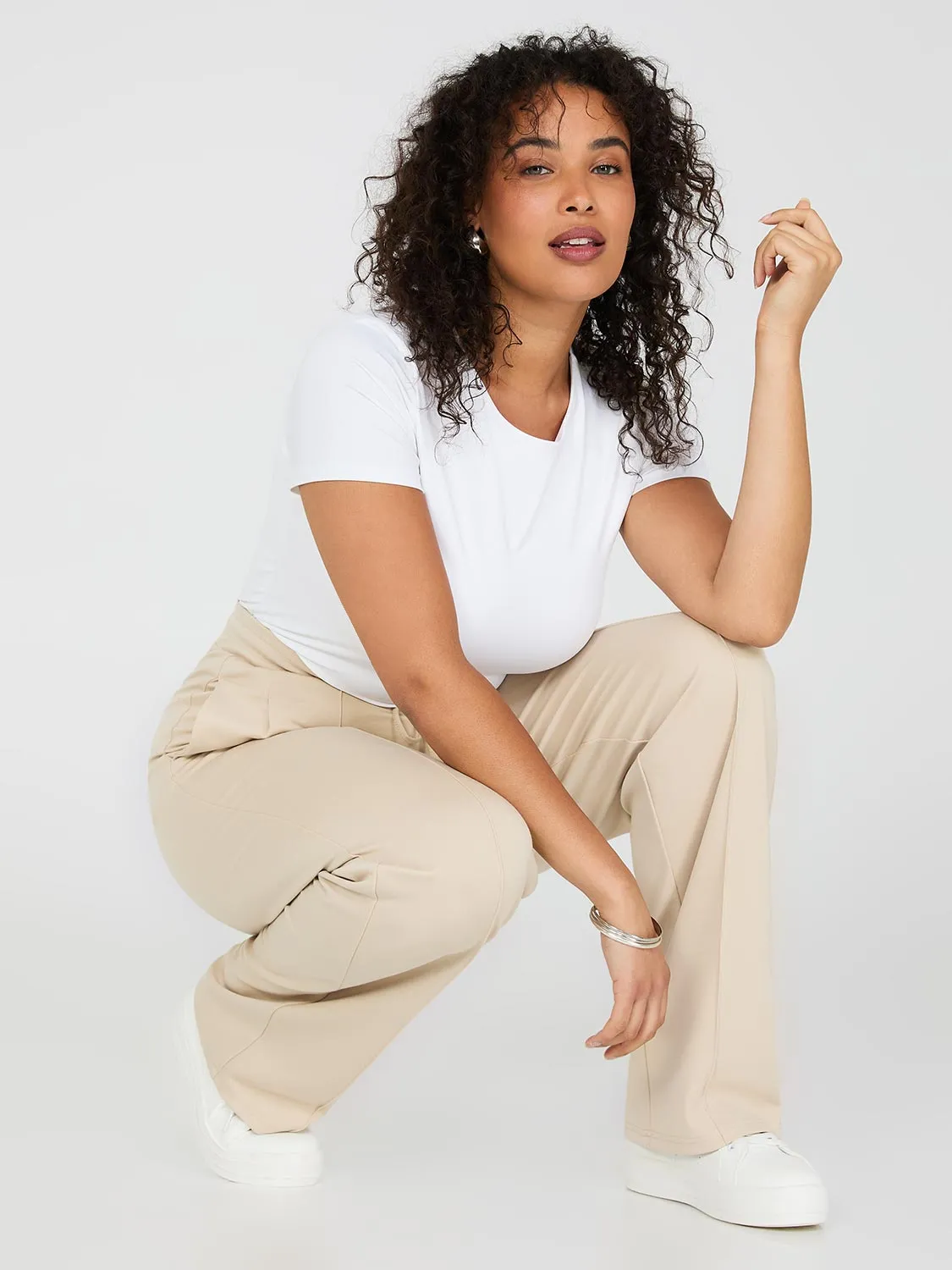 Front Pintuck Wide-Leg Pants