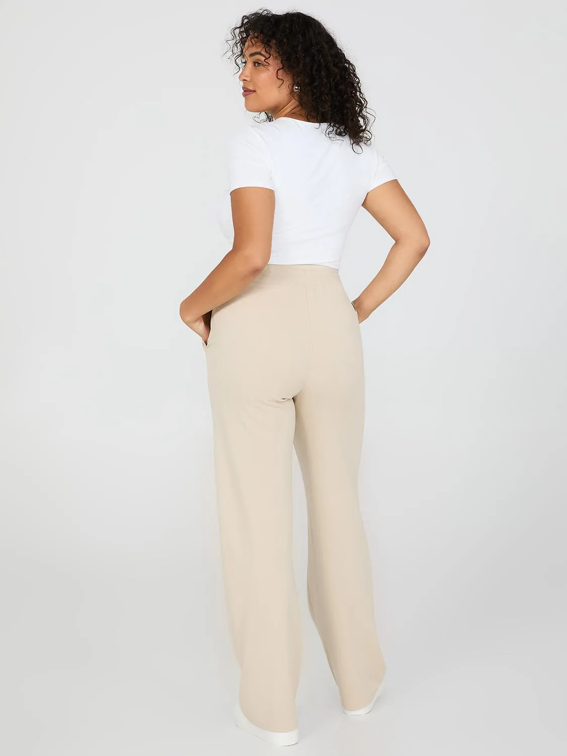 Front Pintuck Wide-Leg Pants