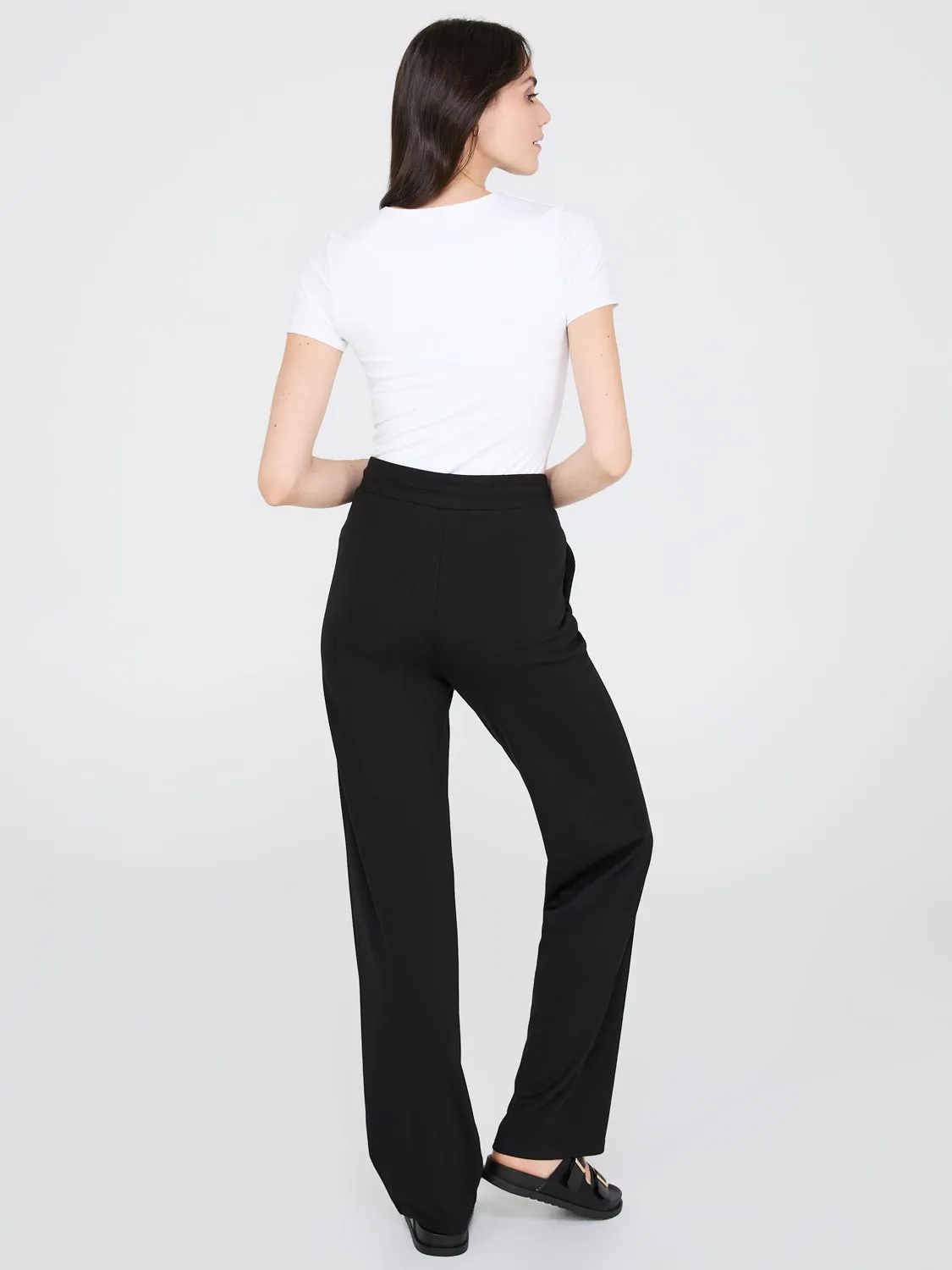 Front Pintuck Wide-Leg Pants