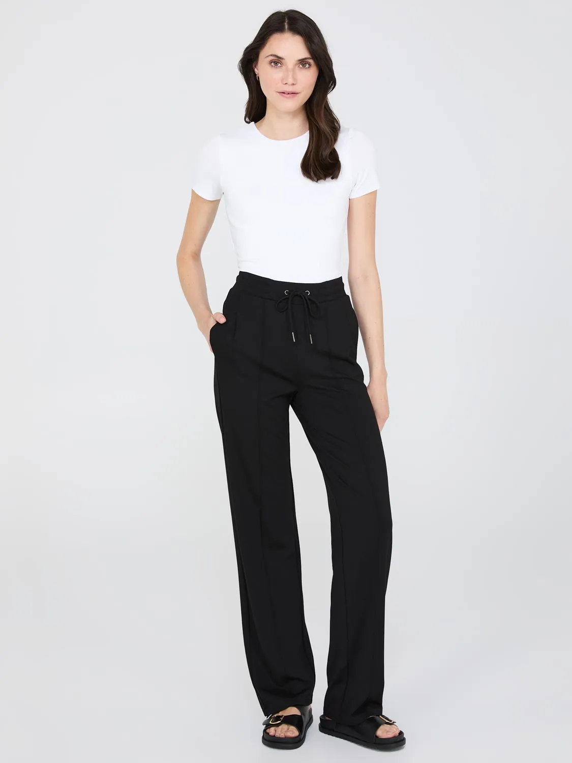 Front Pintuck Wide-Leg Pants