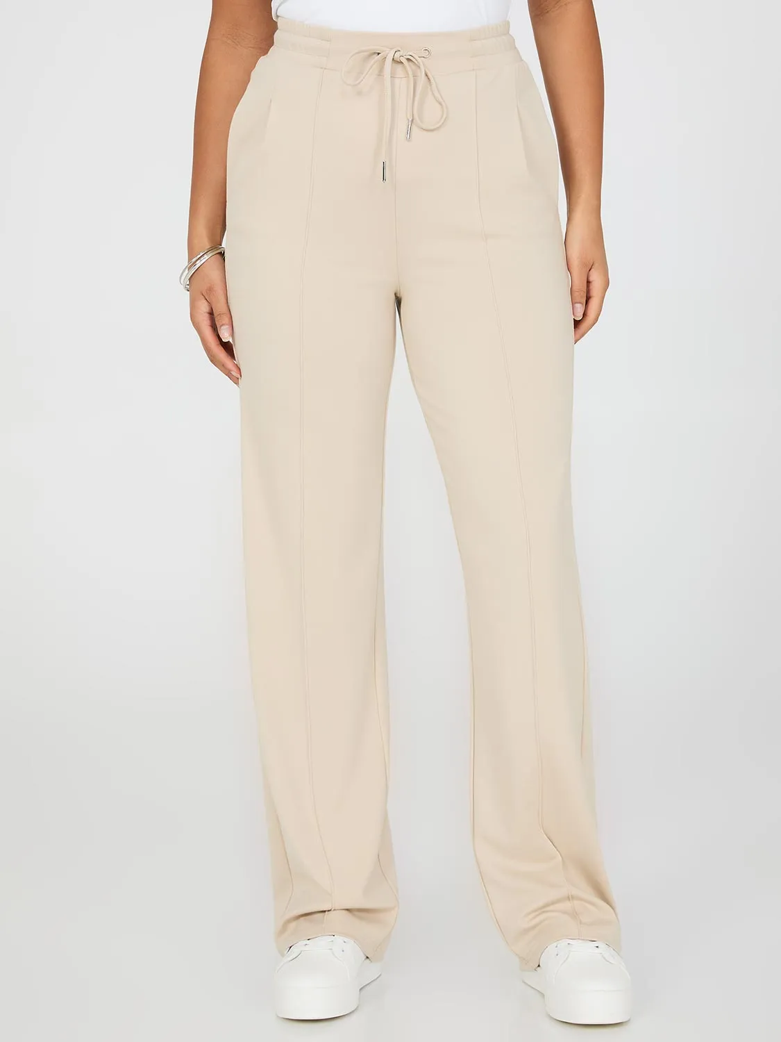 Front Pintuck Wide-Leg Pants