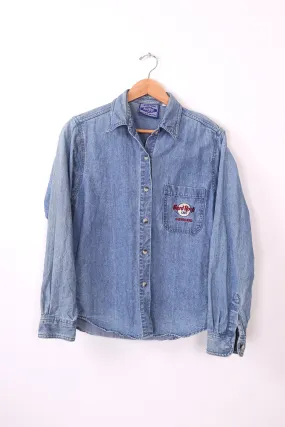 Hard Rock Cafe Cleveland, Ohio Denim Button Down Blouse