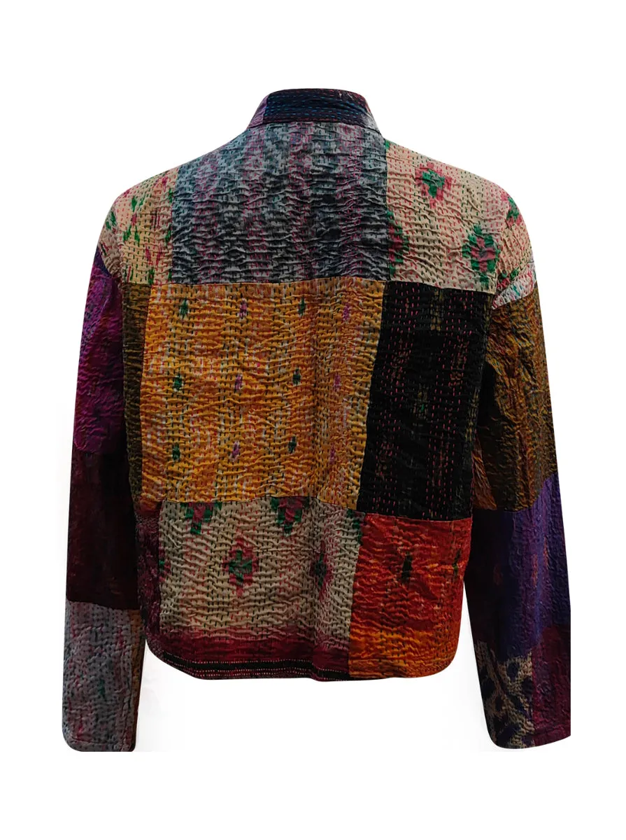 kantha vintage silk crop jacket aarohi