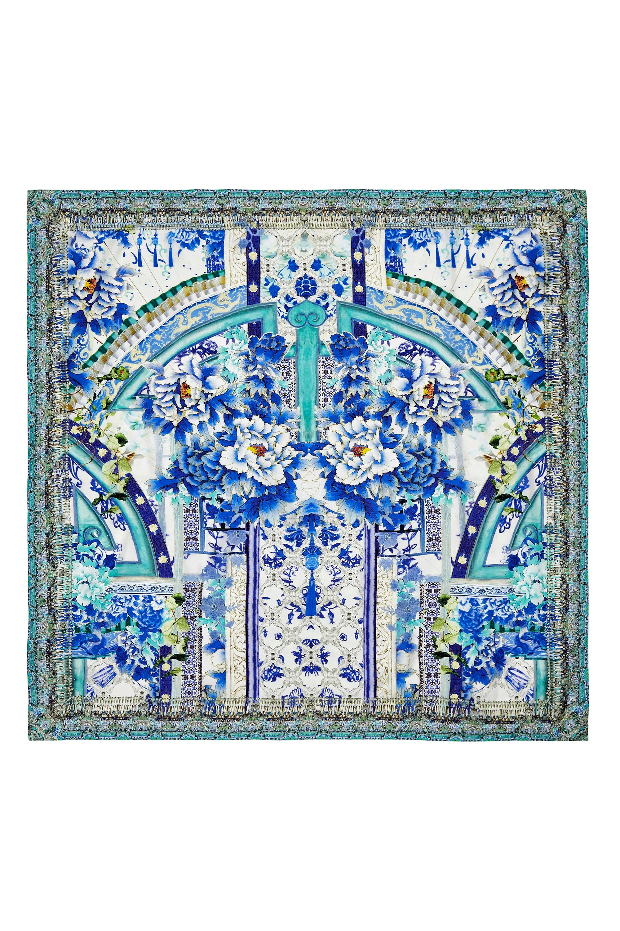 LARGE SQUARE SCARF PORCELAIN PARADISE