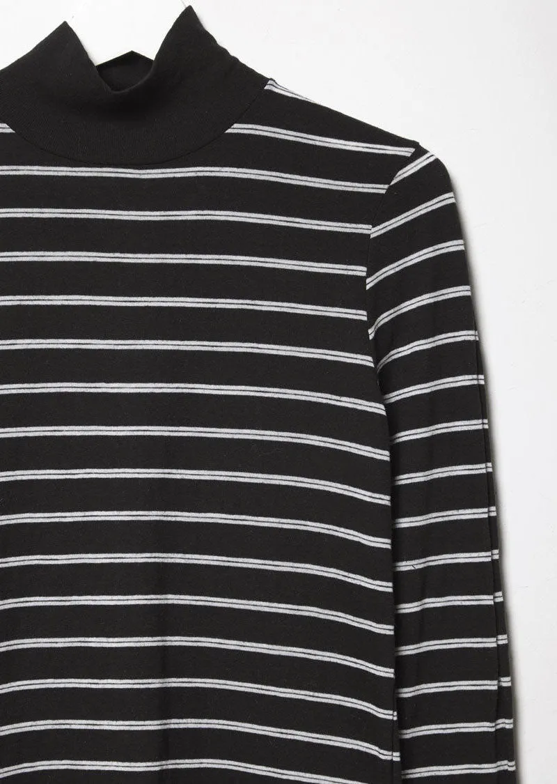 Mock Neck Stripe Tee