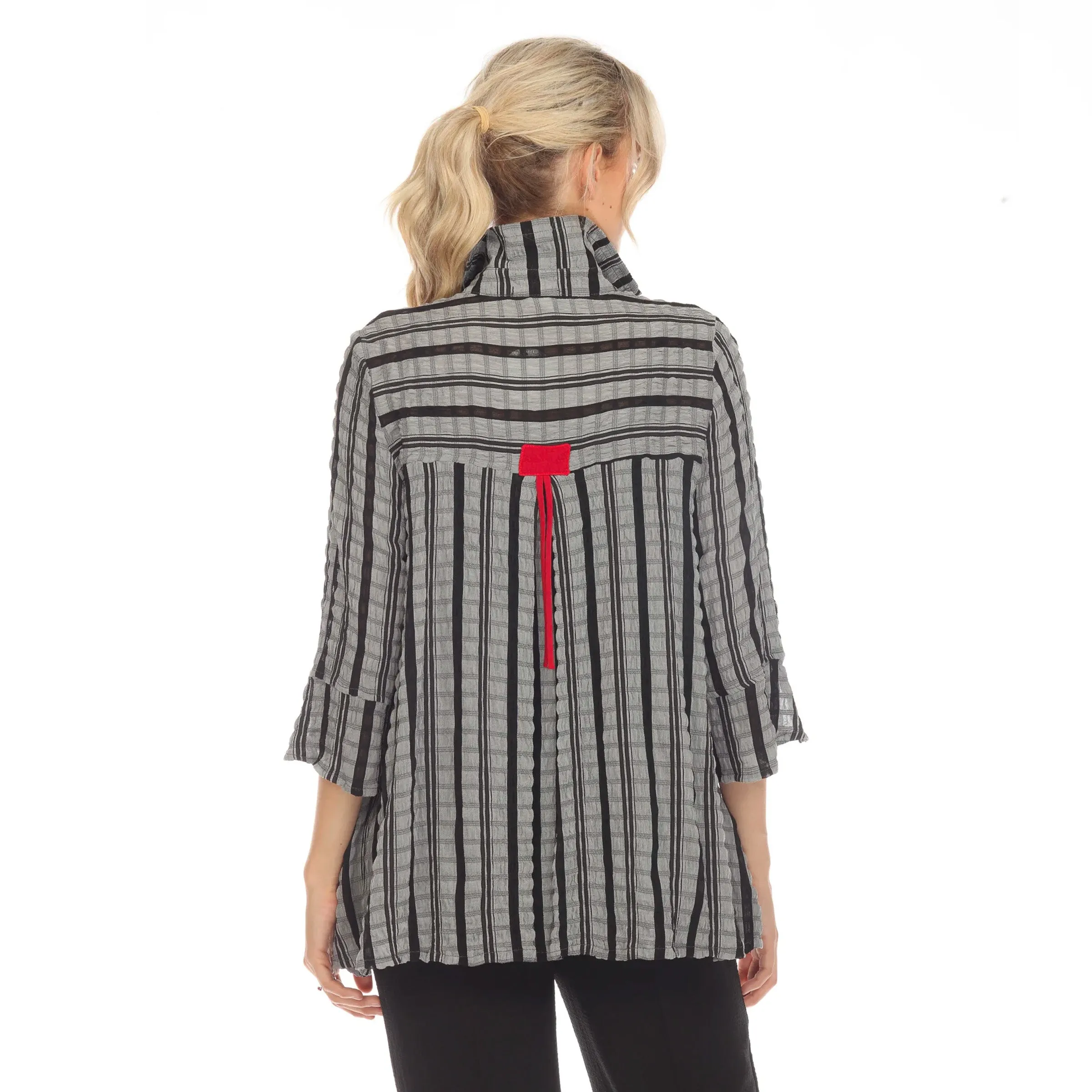 Moonlight Textured Stripe Button Front Shirt - 3629