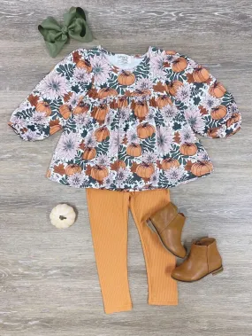 October Pumpkin Patch Girls Leggings Outfit