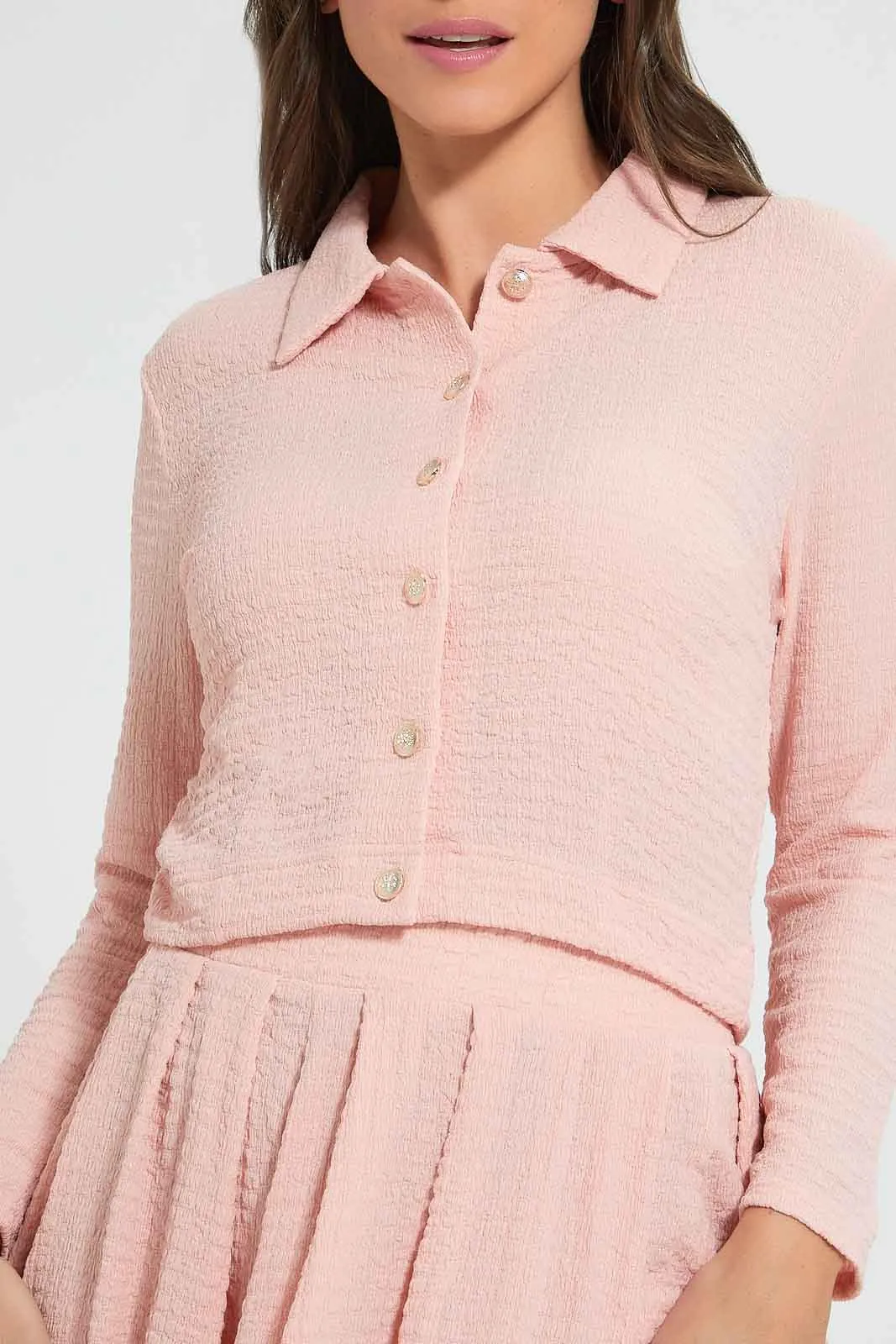 Pink Textured Blouses