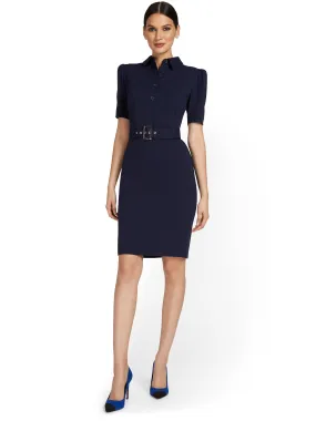 Polo-Collar Sheath Dress - Magic Crepe®