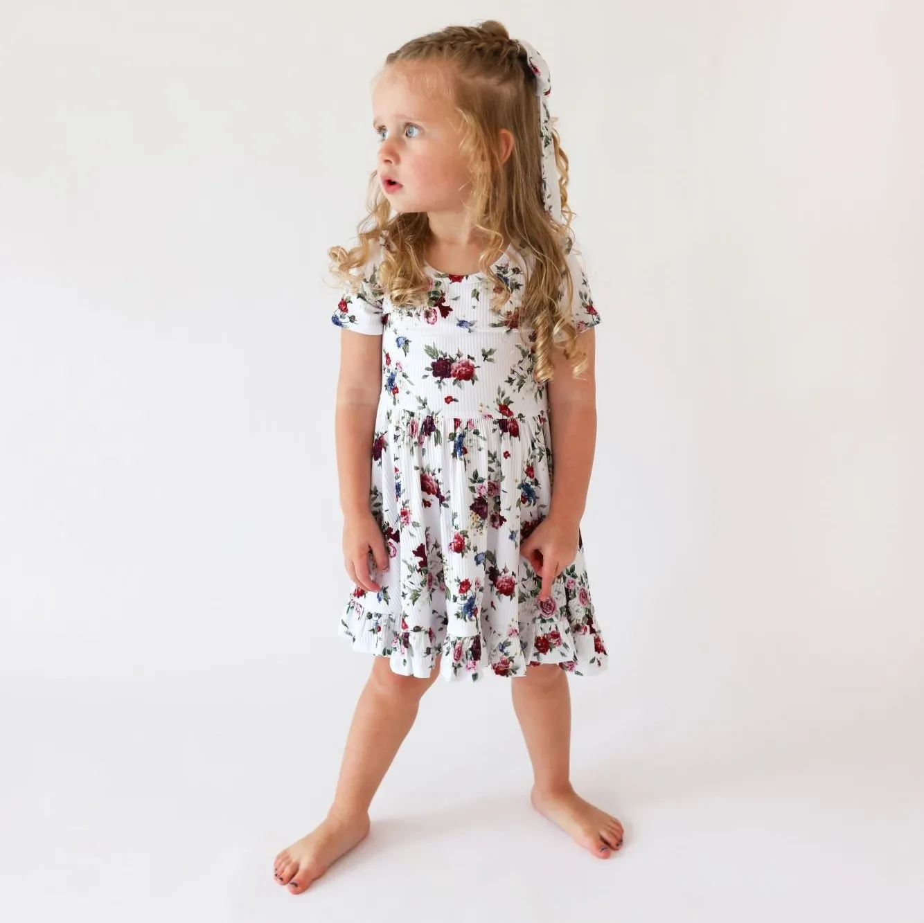 Posh Peanut Philippa Short Sleeve Ruffled Twirl Dress