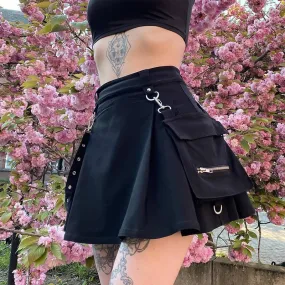 Punk gothic High Waist Black Skirts