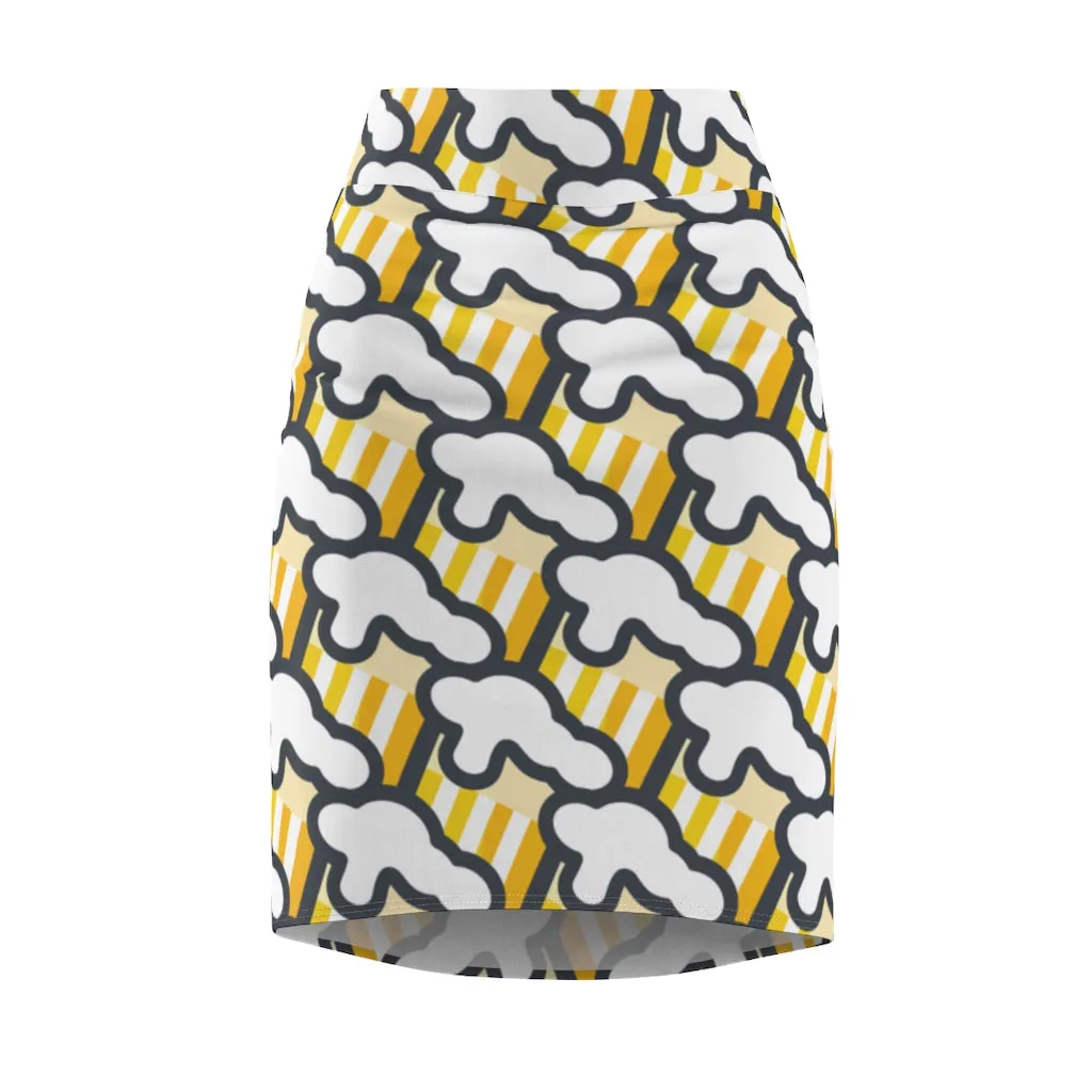 "Beer Mug Tiles" All-Over Beer Mug Pencil Skirt