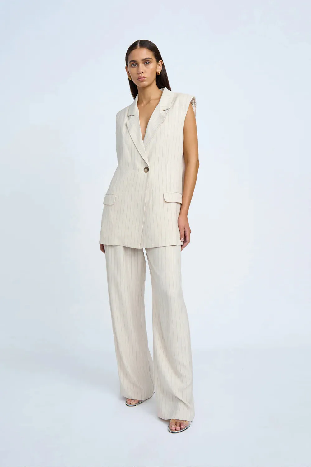 RUMI PINSTRIPE PLEAT FRONT PANT