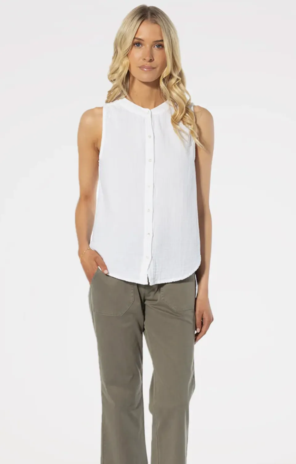 Sleeveless Button Front Tank