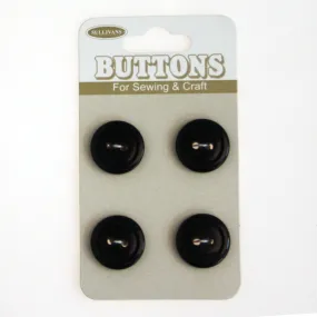 Sullivans Round Button 4pc, Black- 15mm