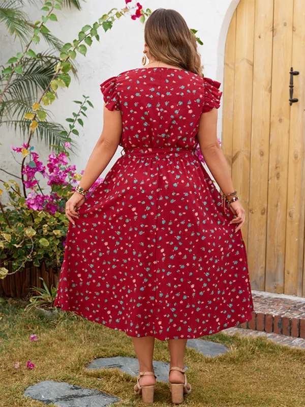 Summer Festival Curvy A-Line Belted Midi Dress