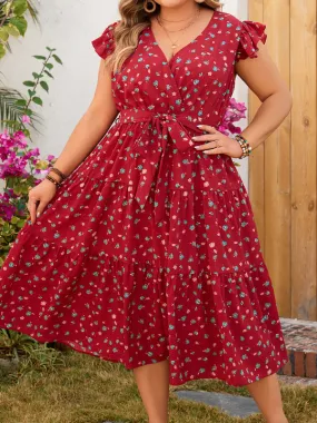 Summer Festival Curvy A-Line Belted Midi Dress