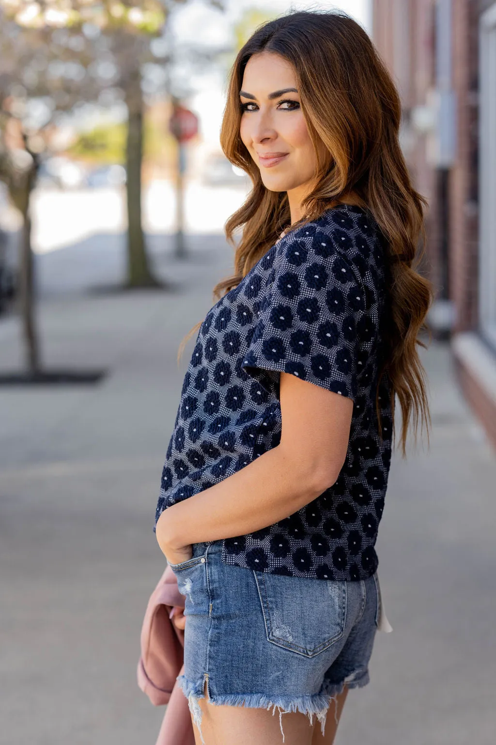 Textured Floral Tee