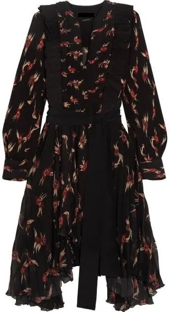 'Wesley' Ruffled Floral Print Chiffon Midi Dress