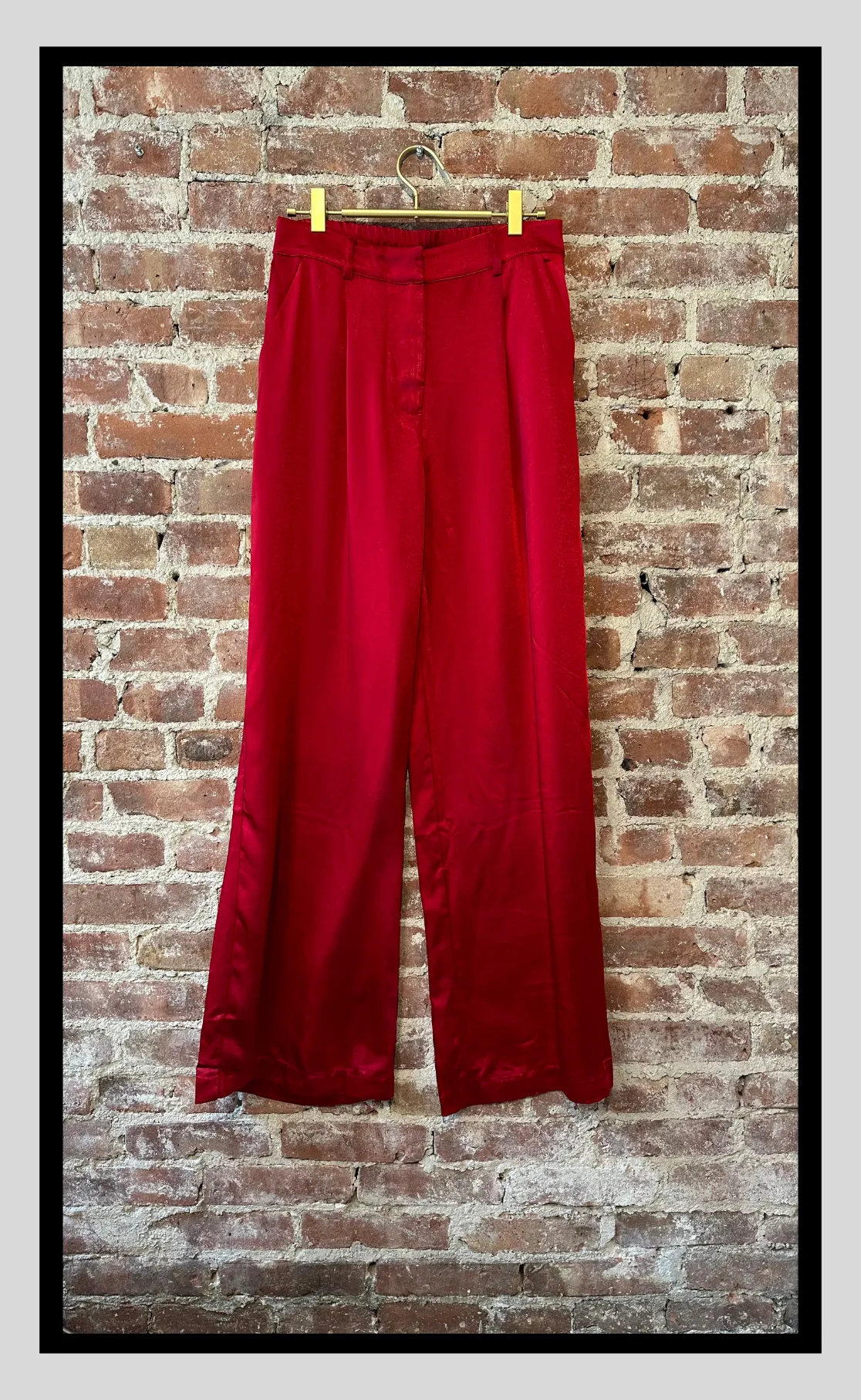 Wide-Leg Satin Pants – Red / Dark Magenta