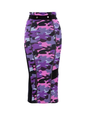 Women Camouflage Pattern Midi Pencil Skirt