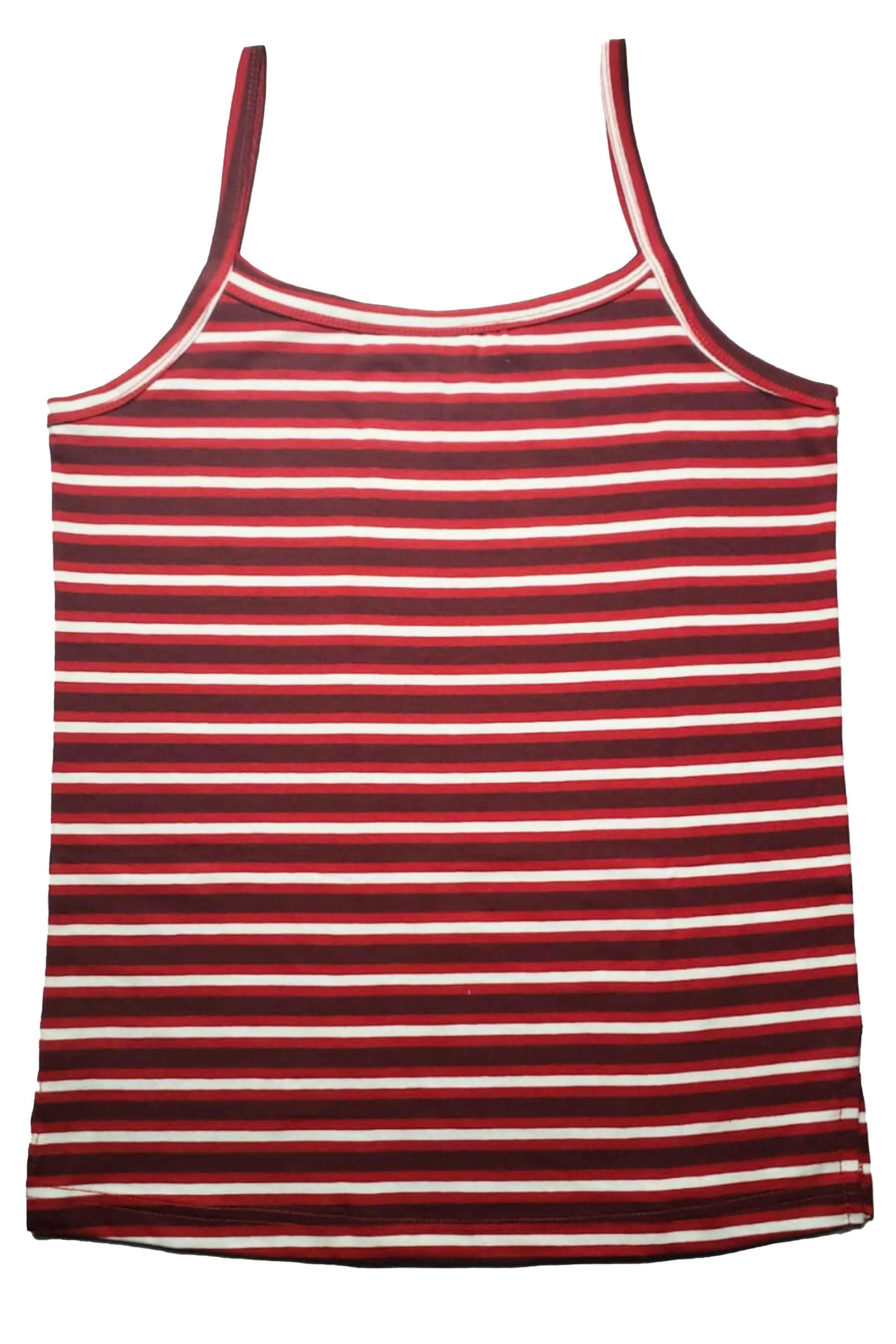 Women Cotton Tank Top (Summer) Maroon Narrow Stripe