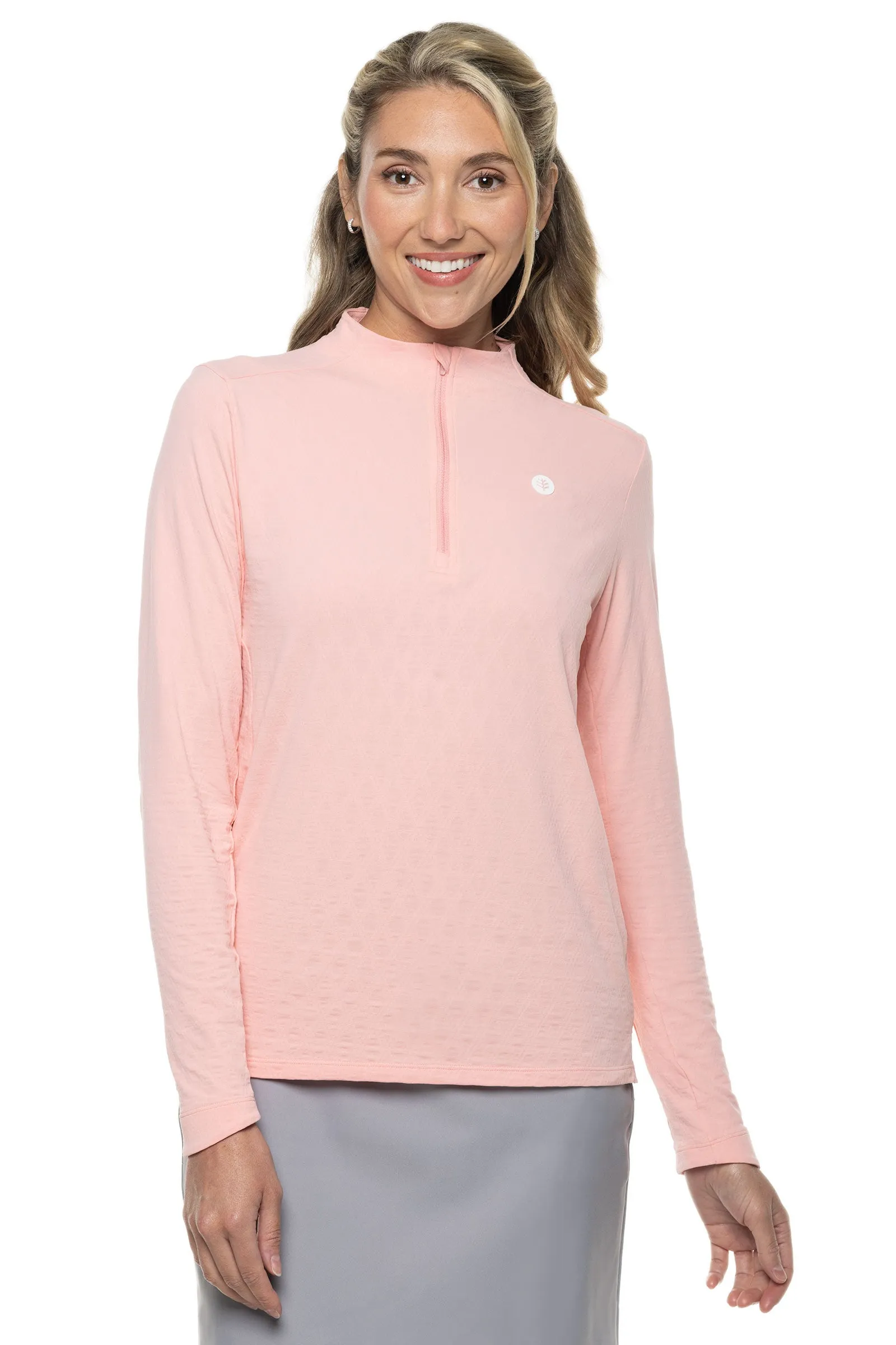 Women's Albatrose Golf Pullover | Peachy Pink Diamond Jacquard