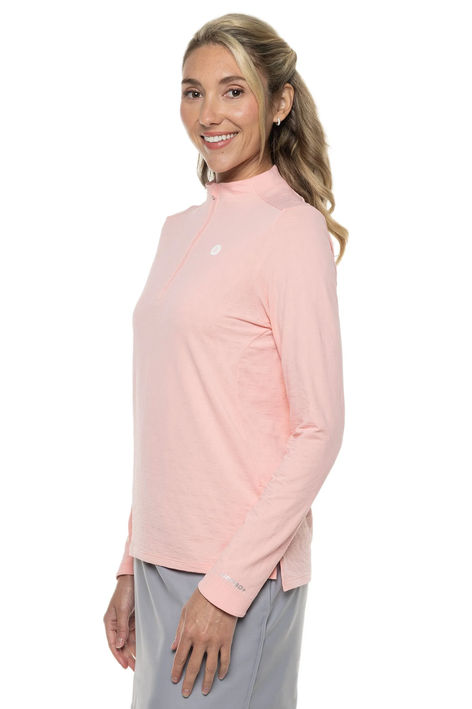 Women's Albatrose Golf Pullover | Peachy Pink Diamond Jacquard